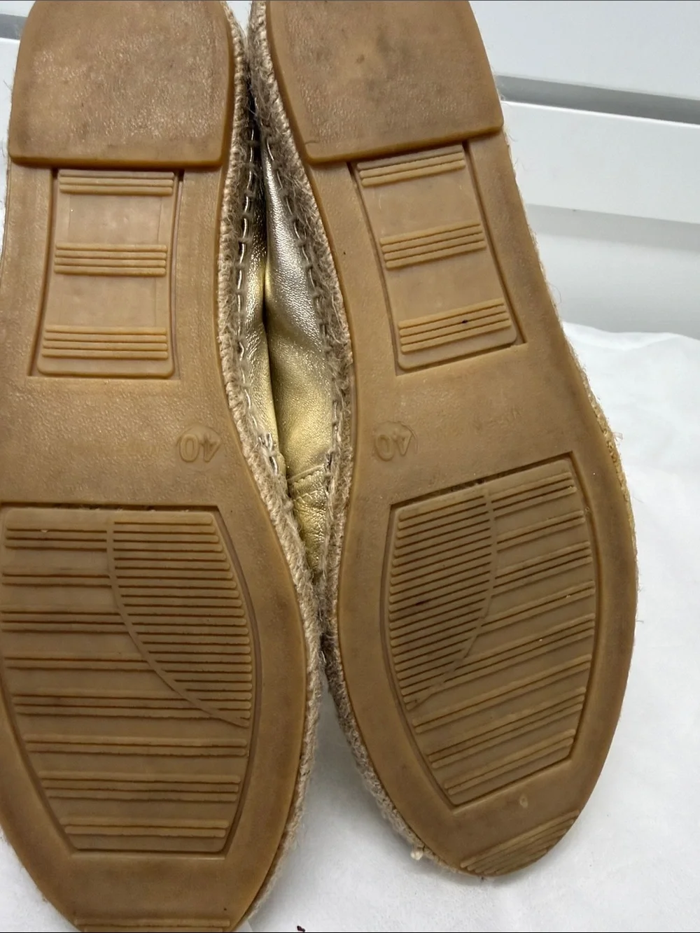 Maypol Metallic Gold Espadrille Slip-Ons for Women